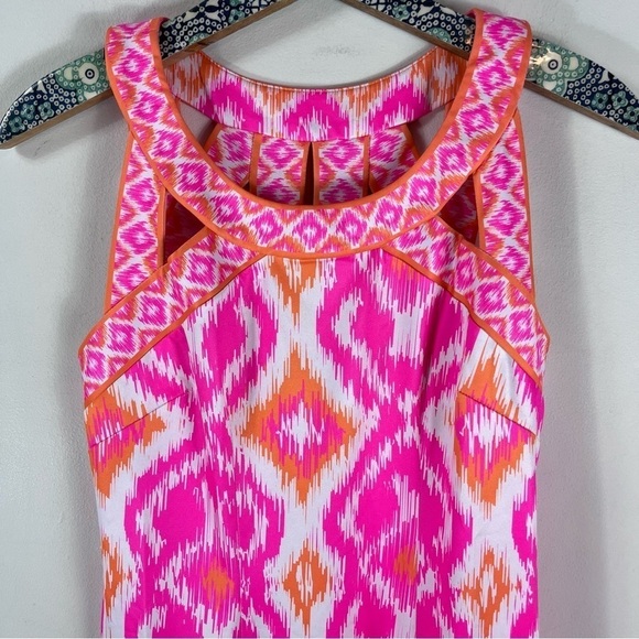 GRETCHEN SCOTT Isosceles Kitt Ikat Cutout Dress XS Pink Orange - Picture 4 of 12
